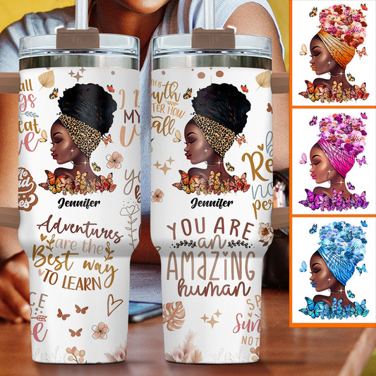 I Decided My Vibe - Personalized African American Tumbler With Handle