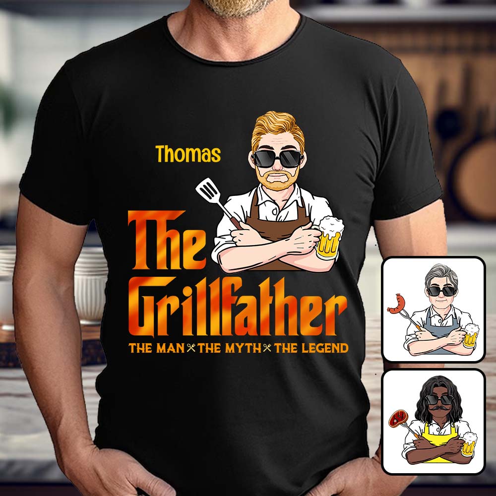 The Grillfather - Personalized Grilling T-shirt And Hoodie