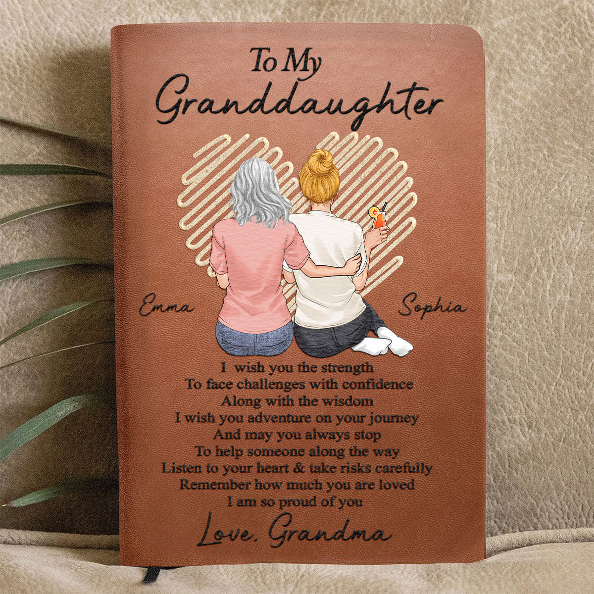 To My Granddaughter I Am So Proud Of You - Personalized Grandma Leather Journal