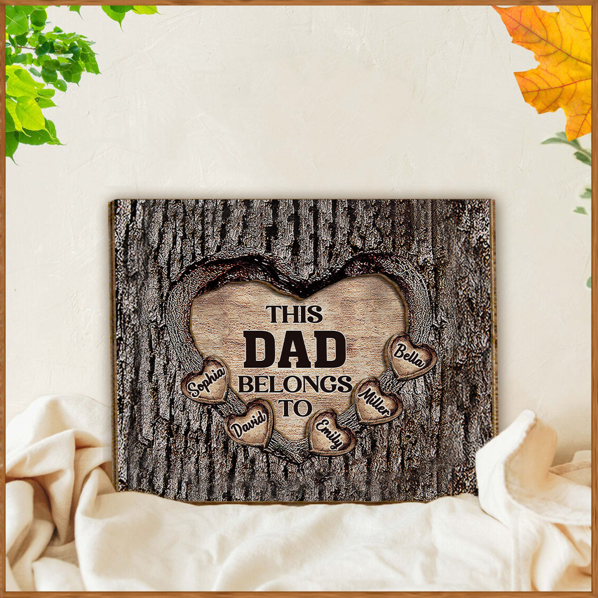This Dad Mom Grandma Grandpa Belongs To Wooden Heart - Personalized Father 2 Layered Wood Sign / Wood Plaque