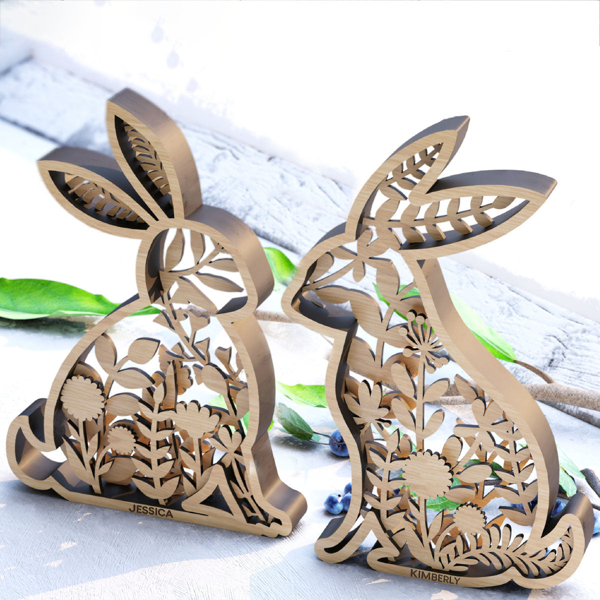 Easter Laser Cut Rabbits - Personalized Easter Day Easter Laser Cut Rabbits