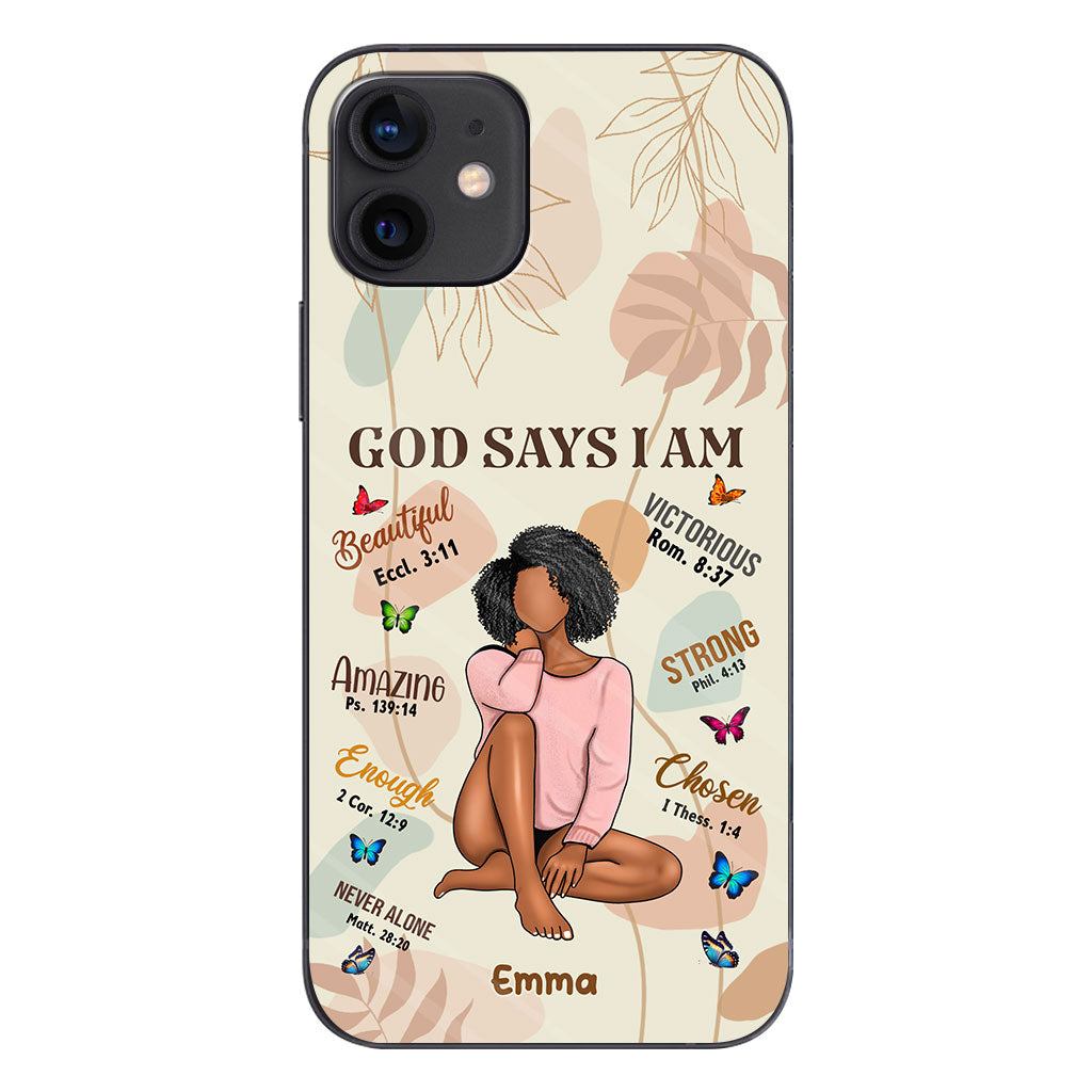 God Says I Am - Personalized African American Phone Case