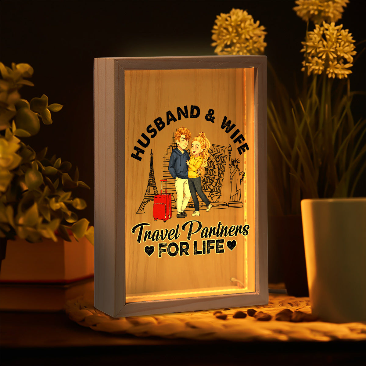 Travel Partner For Life - Personalized Couple Picture Frame Light Box