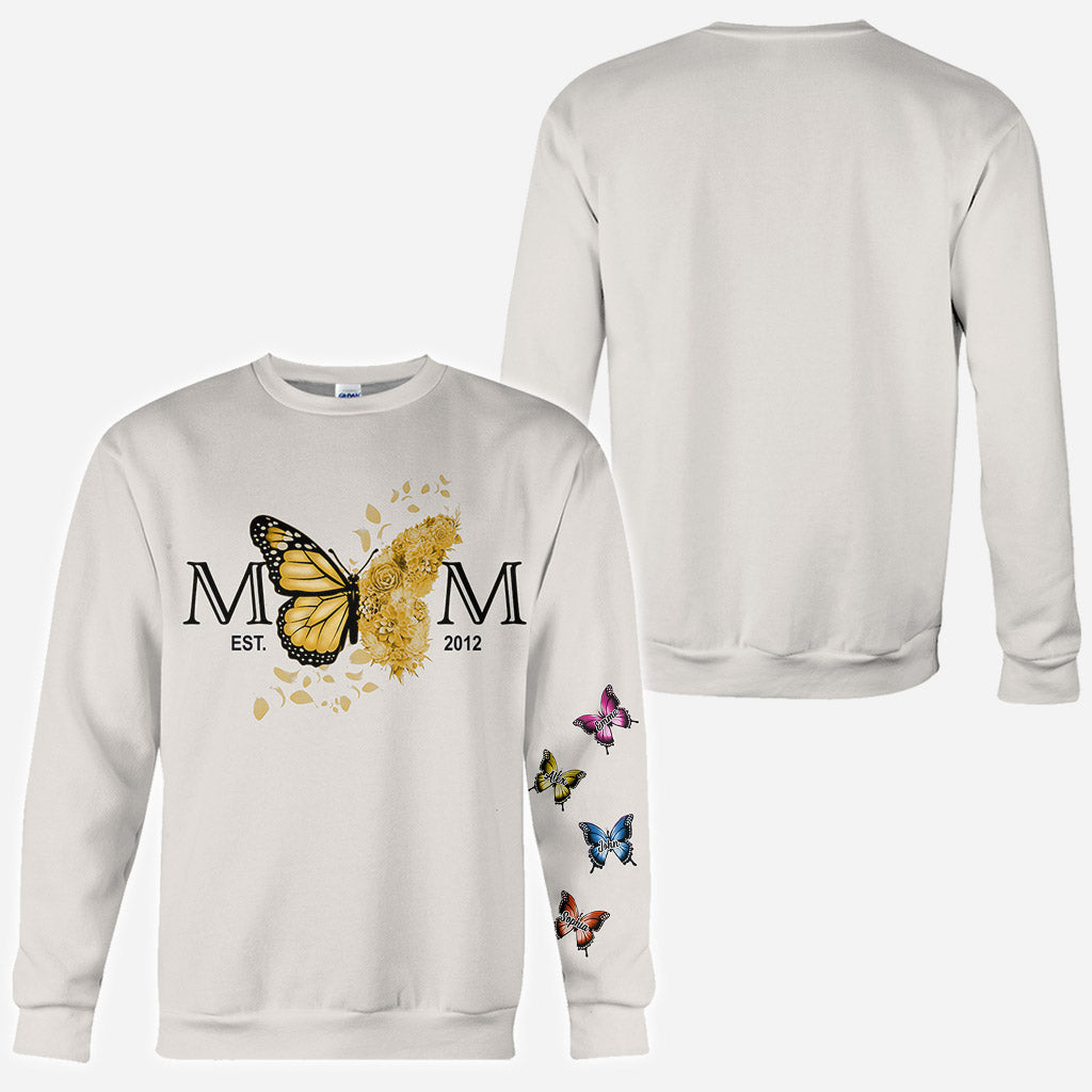 Mom Est. Any Year Botanical Butterfly - Personalized Mother All Over Shirt