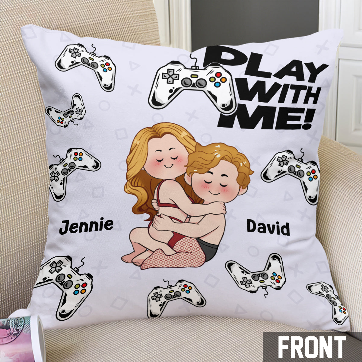 Play With Me - Personalized Video Game Throw Pillow