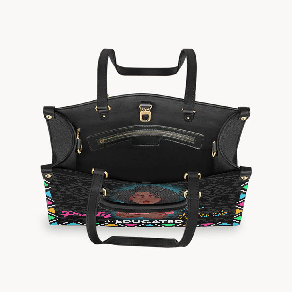 Pretty Black & Educated - Personalized African American Leather Handbag