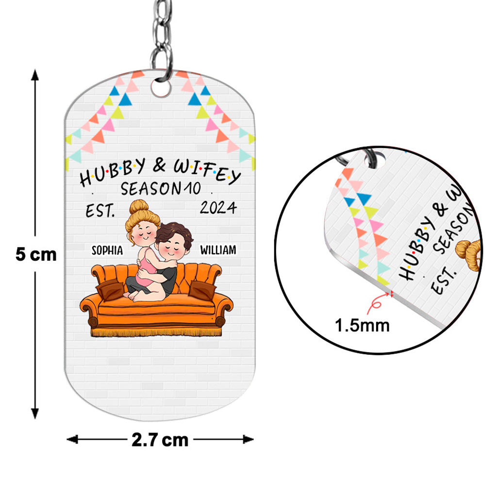 Hubby & Wifey - Personalized Husband And Wife Stainless Steel Keychain