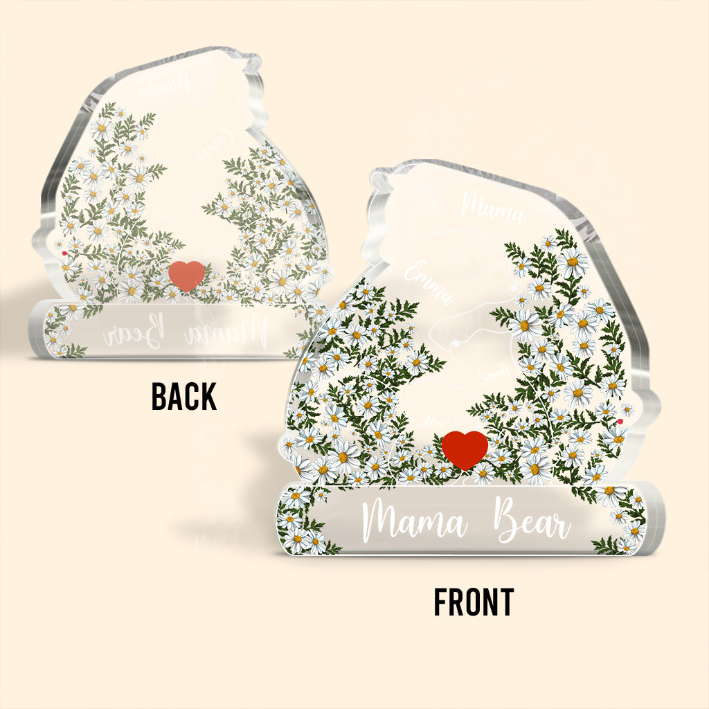 Mama Bear Daisy - Personalized Mother Custom Shaped Acrylic Plaque