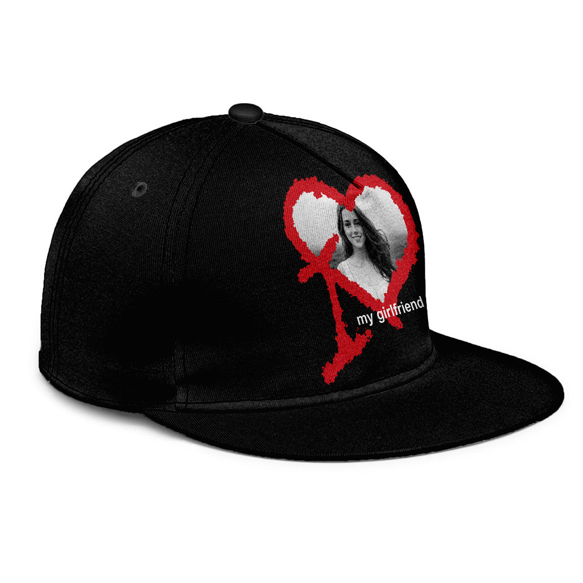 I Love My Girlfriend Boyfriend Husband Wife Custom Photo - Personalized Couple Snapback