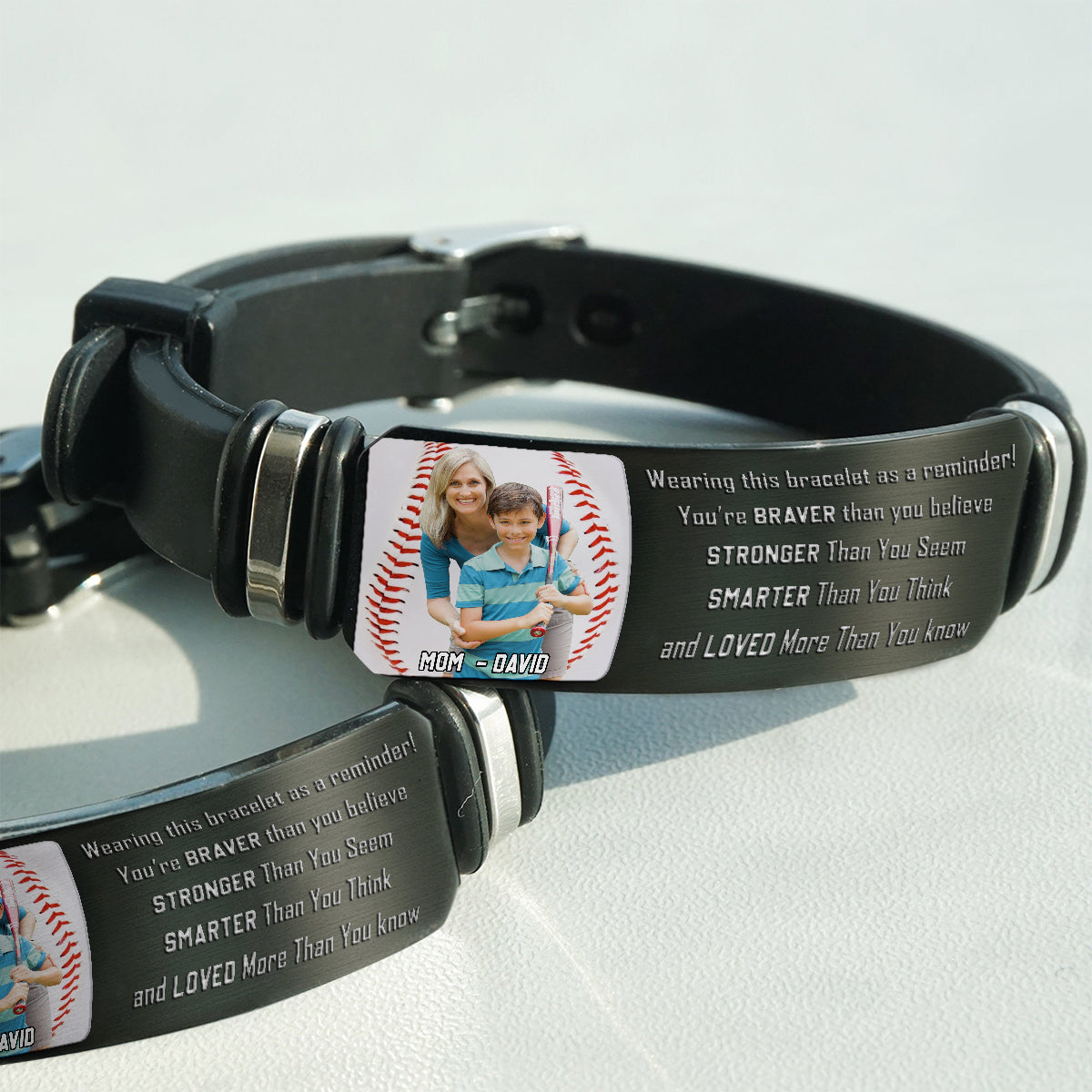 You're Braver Than You Believe - Personalized Baseball Engraved Bracelet
