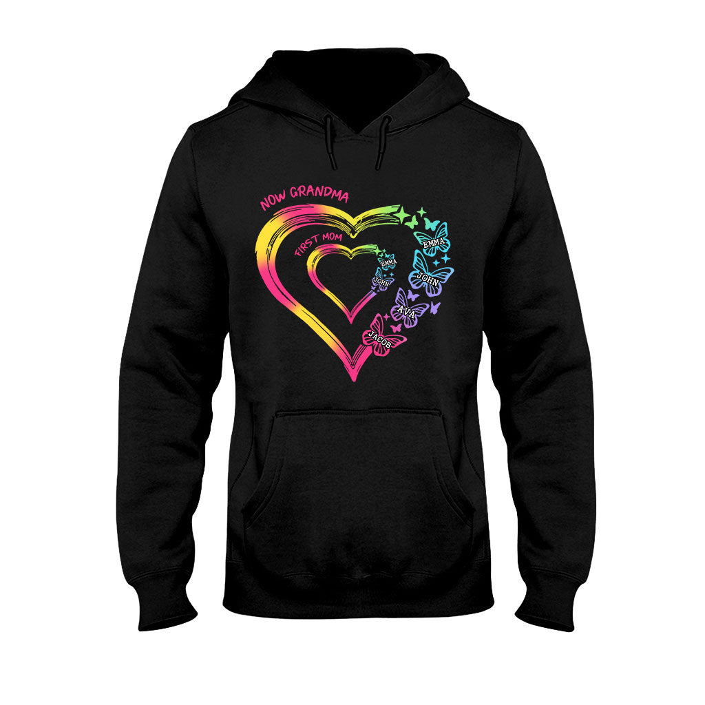 Any Title Of Mother And Grandma Double Heart Colorful - Personalized Grandma T-shirt And Hoodie