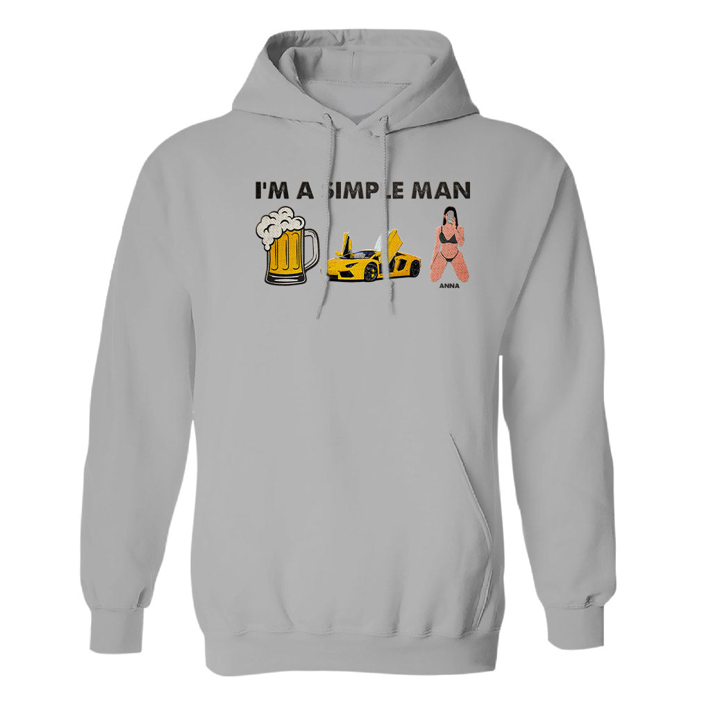 I'm A Simple Man - Personalized Couple Embroidered Hoodie