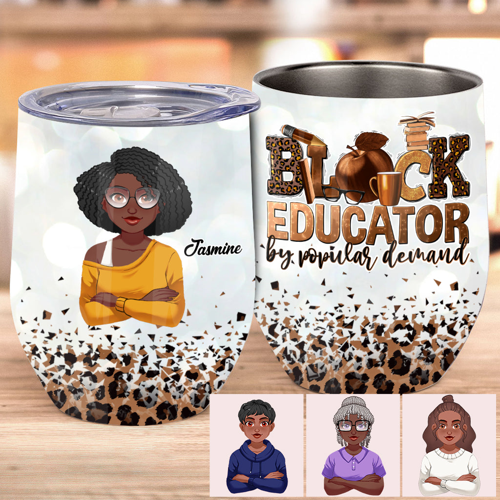 Black Educator - Personalized African American Wine Tumbler