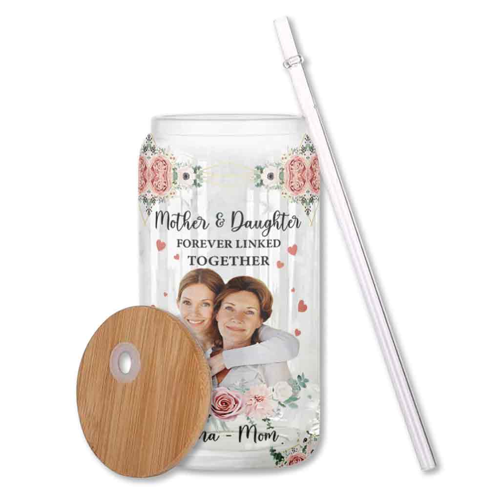 Mother & Daughter Forever Linked Together - Personalized Mother Can Glass