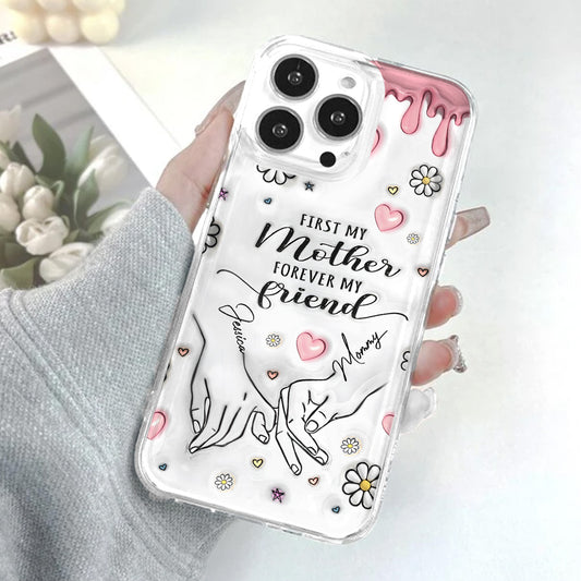 First My Mother Forever My Friend - Personalized Mother Clear Phone Case