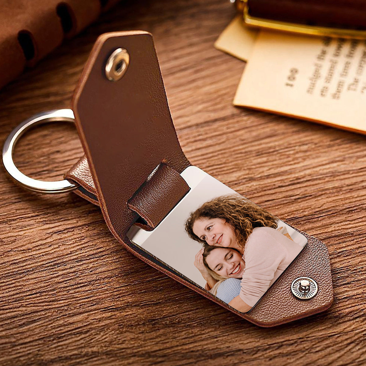 Custom Mother Photo - Personalized Mother Leather Photo Keychain