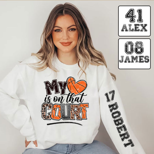 My Heart Is On That Court Basketball Mom - Personalized Basketball All Over Shirt