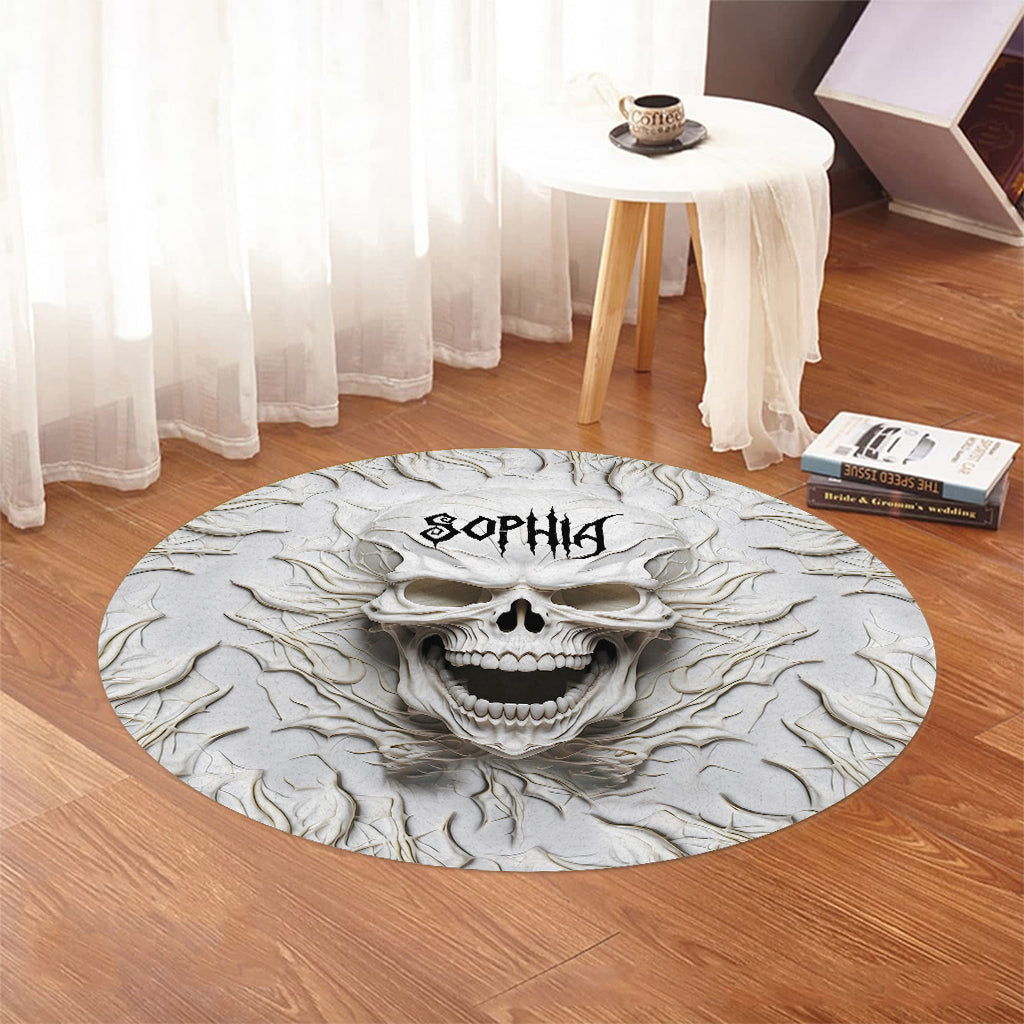 Beautiful White Skeleton - Personalized Skull Round Rug