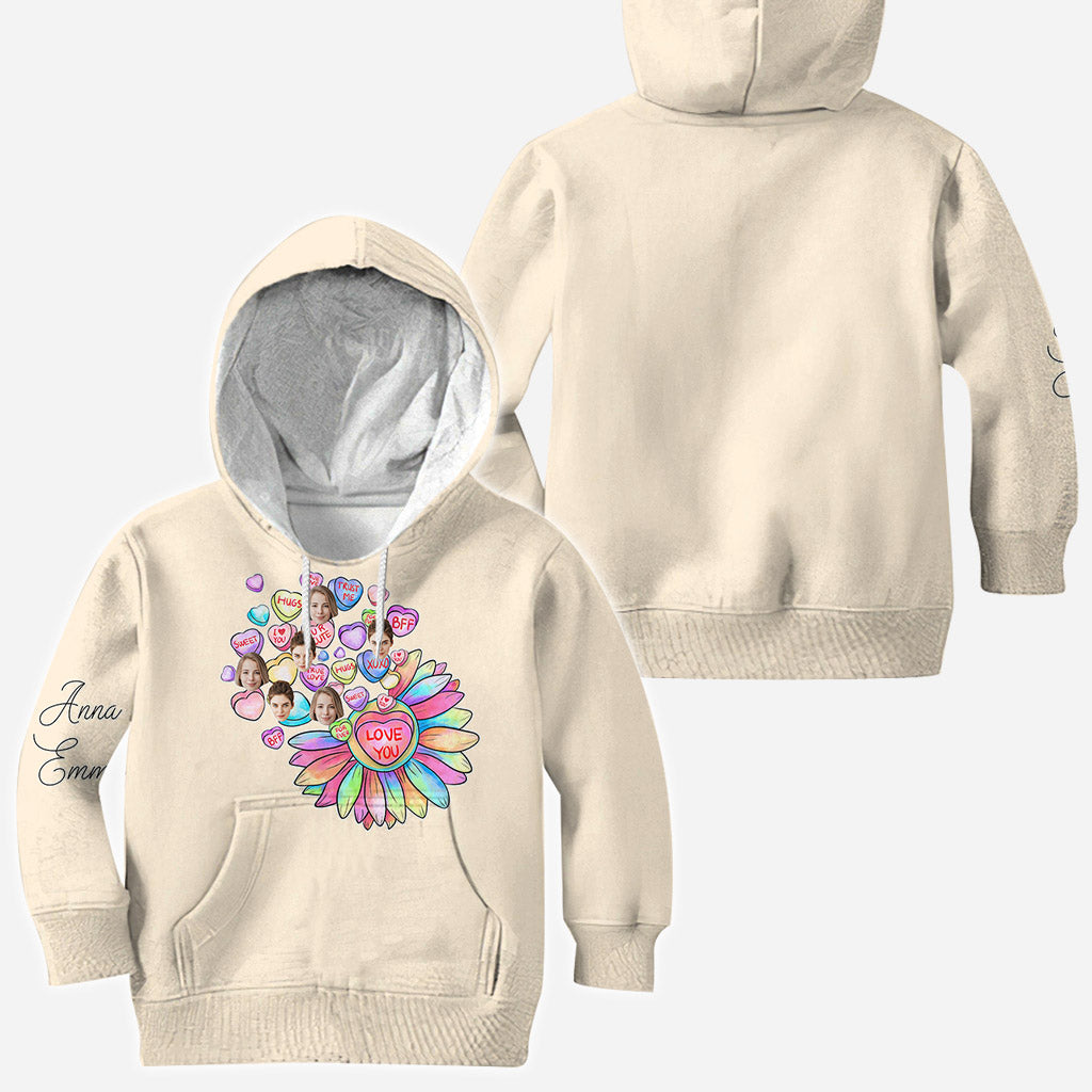 Heart Candy Flower BFF With Face Custom - Personalized Bestie All Over Shirt