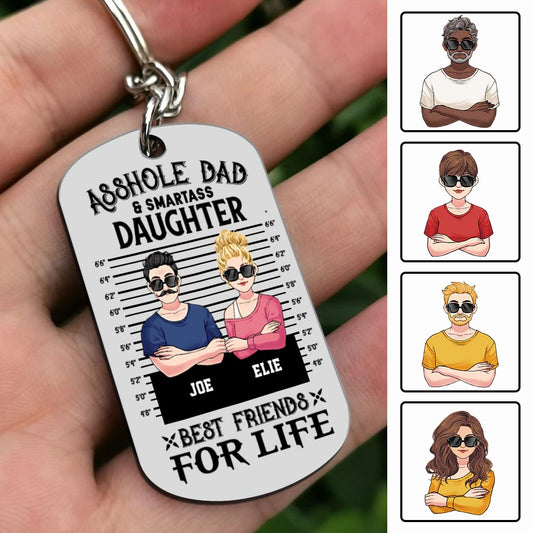 Dad/Mom And Smartass Daughter/Son - Personalized Father Stainless Steel Keychain