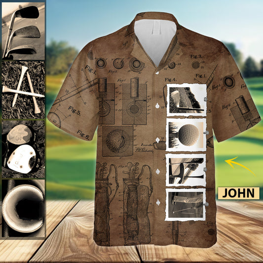 Vintage Golf Custom Name - Personalized Golf Hawaiian Shirt
