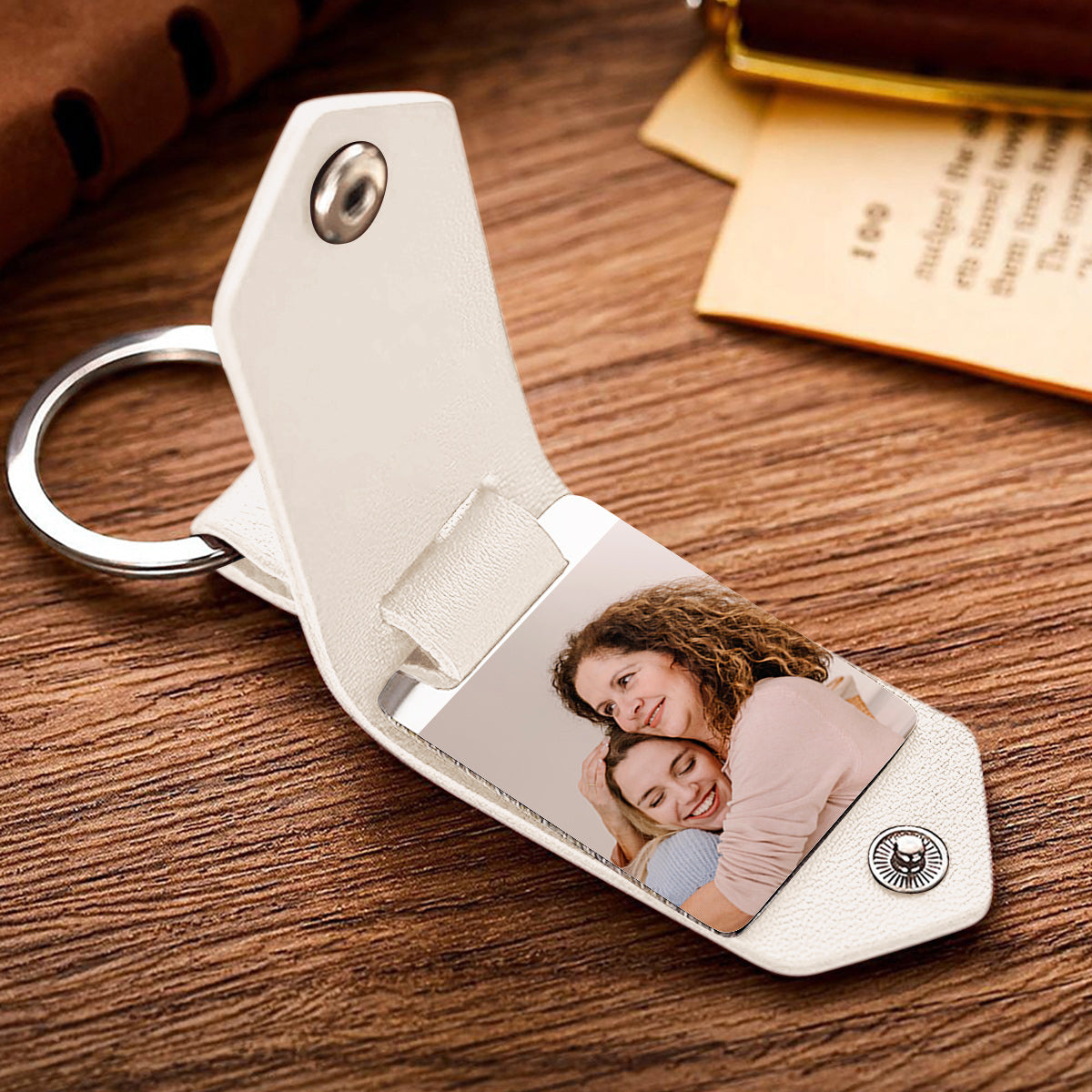 Custom Mother Photo - Personalized Mother Leather Photo Keychain