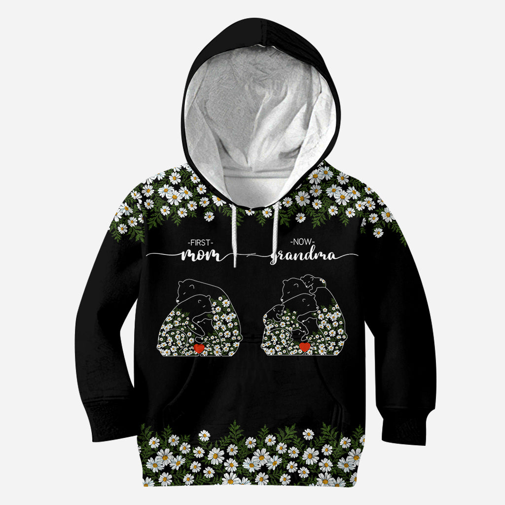 First Mom Now Grandma Bear Daisy - Personalized Grandma All Over Shirt