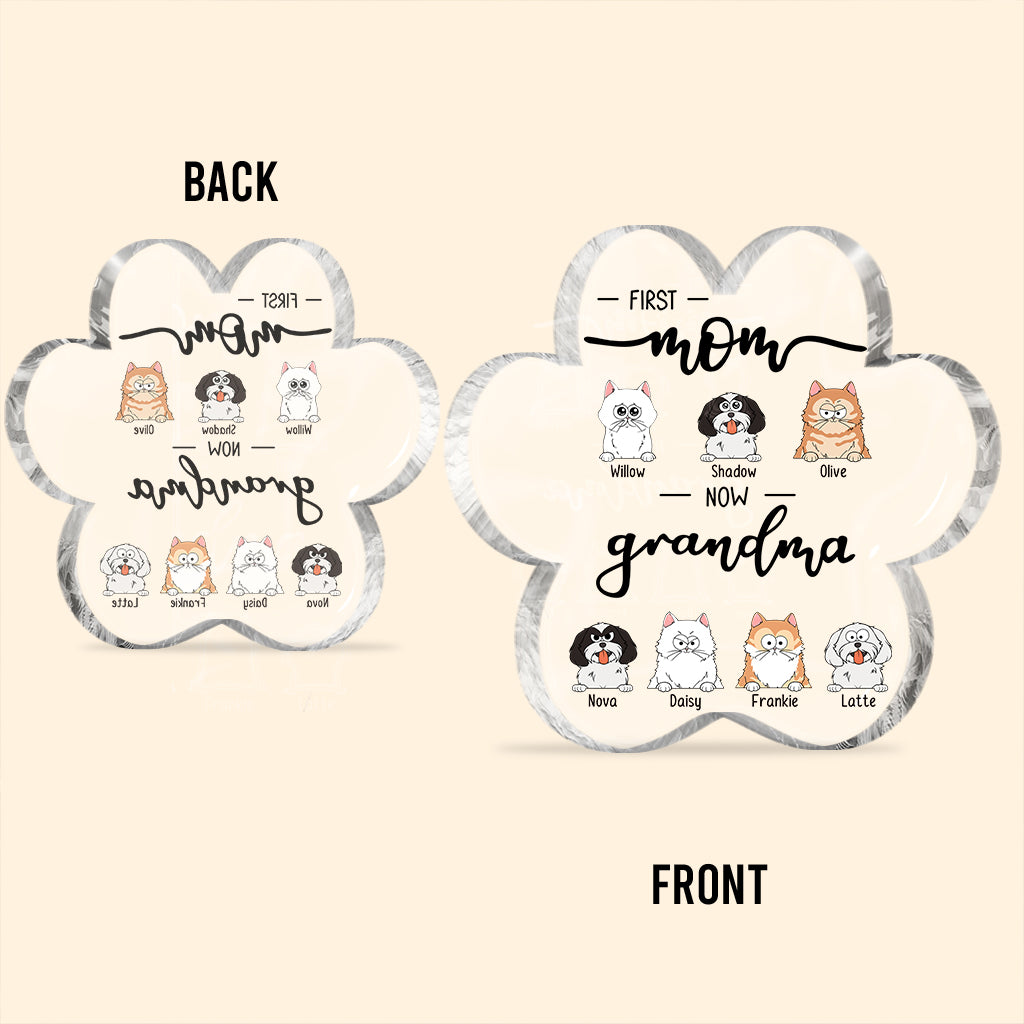 First Mom Now Grandma Cat Dog Pet Lover - Personalized Dog Custom Shaped Acrylic Plaque