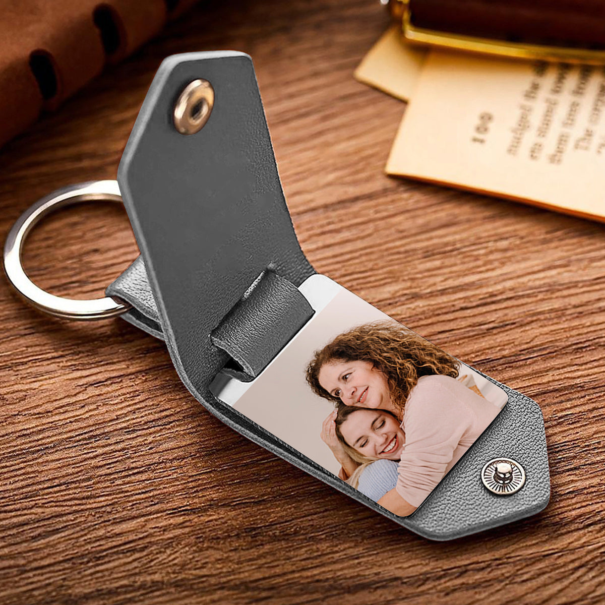 Custom Mother Photo - Personalized Mother Leather Photo Keychain