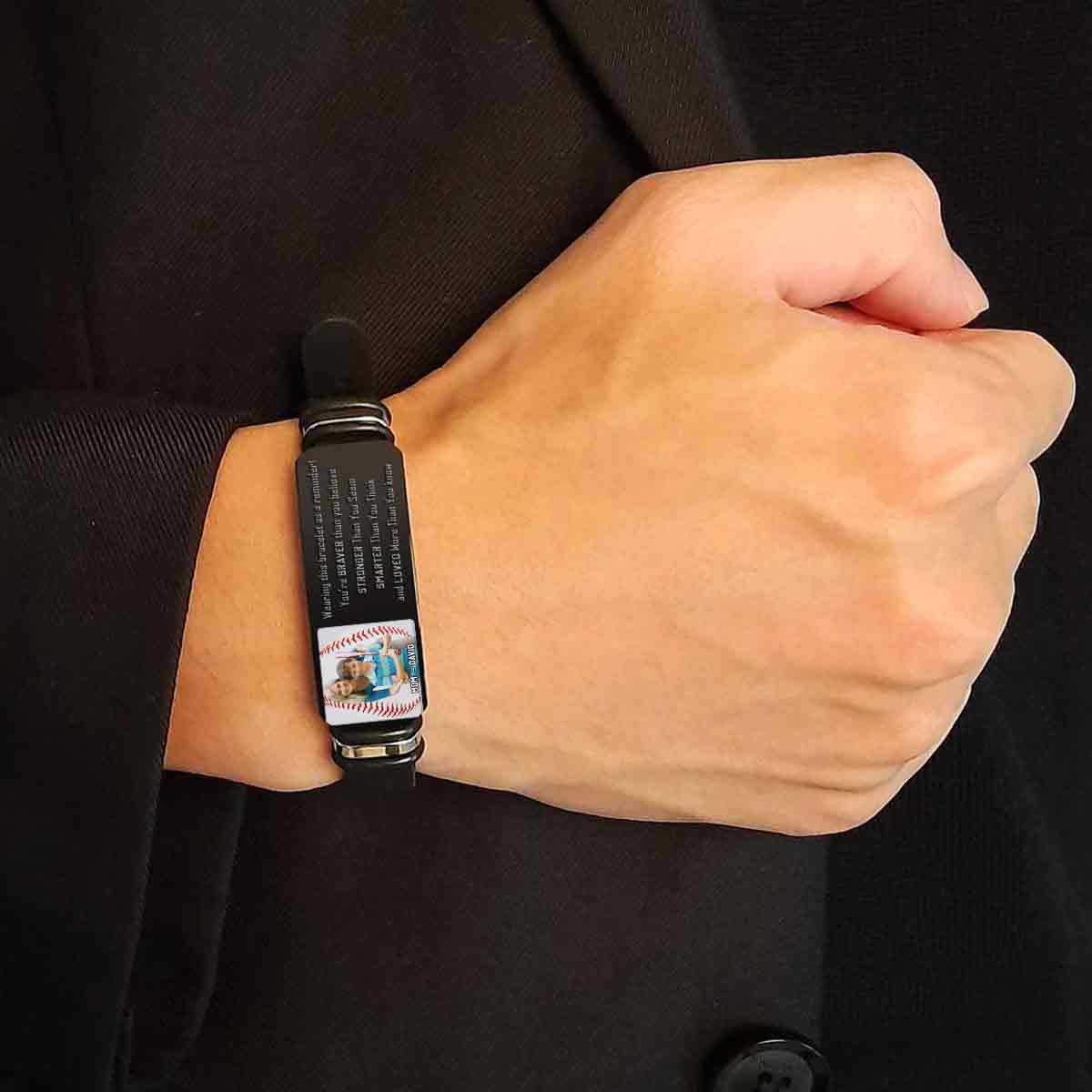 You're Braver Than You Believe - Personalized Baseball Engraved Bracelet