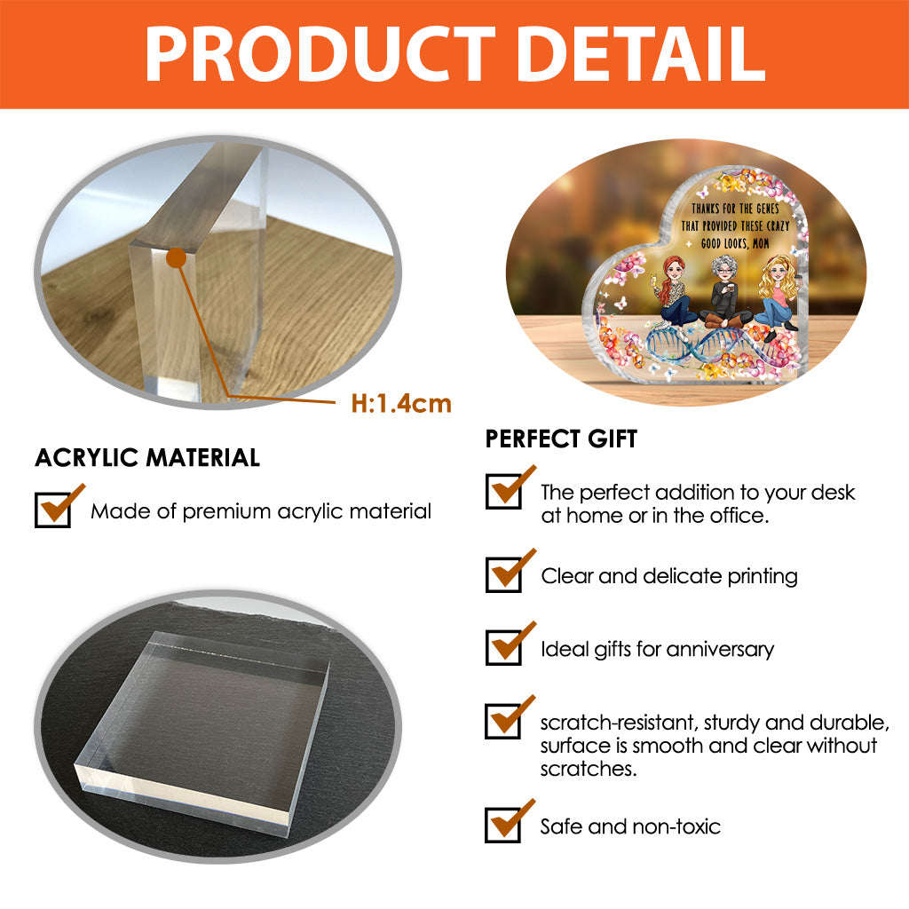 Thanks For The Genes - Personalized Mother Custom Shaped Acrylic Plaque