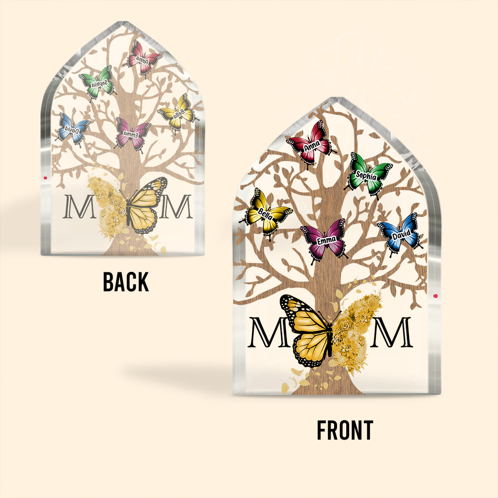 Mom Butterflies - Personalized Mother Custom Shaped Acrylic Plaque