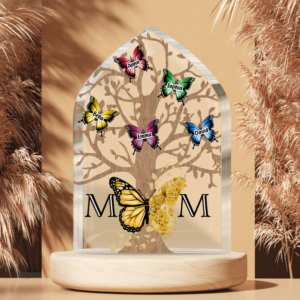 Mom Butterflies - Personalized Mother Custom Shaped Acrylic Plaque