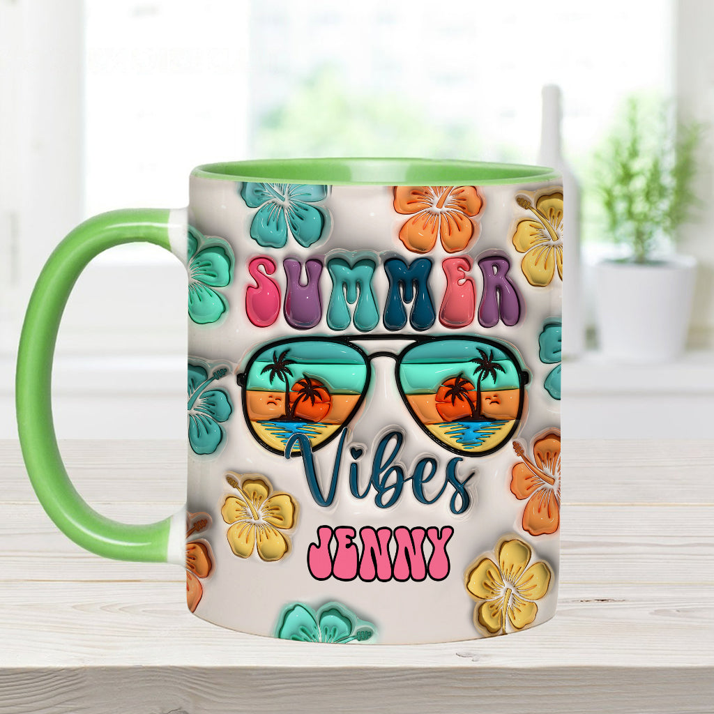 Summer Vibes Inflated - Personalized Sea Lover Accent Mug