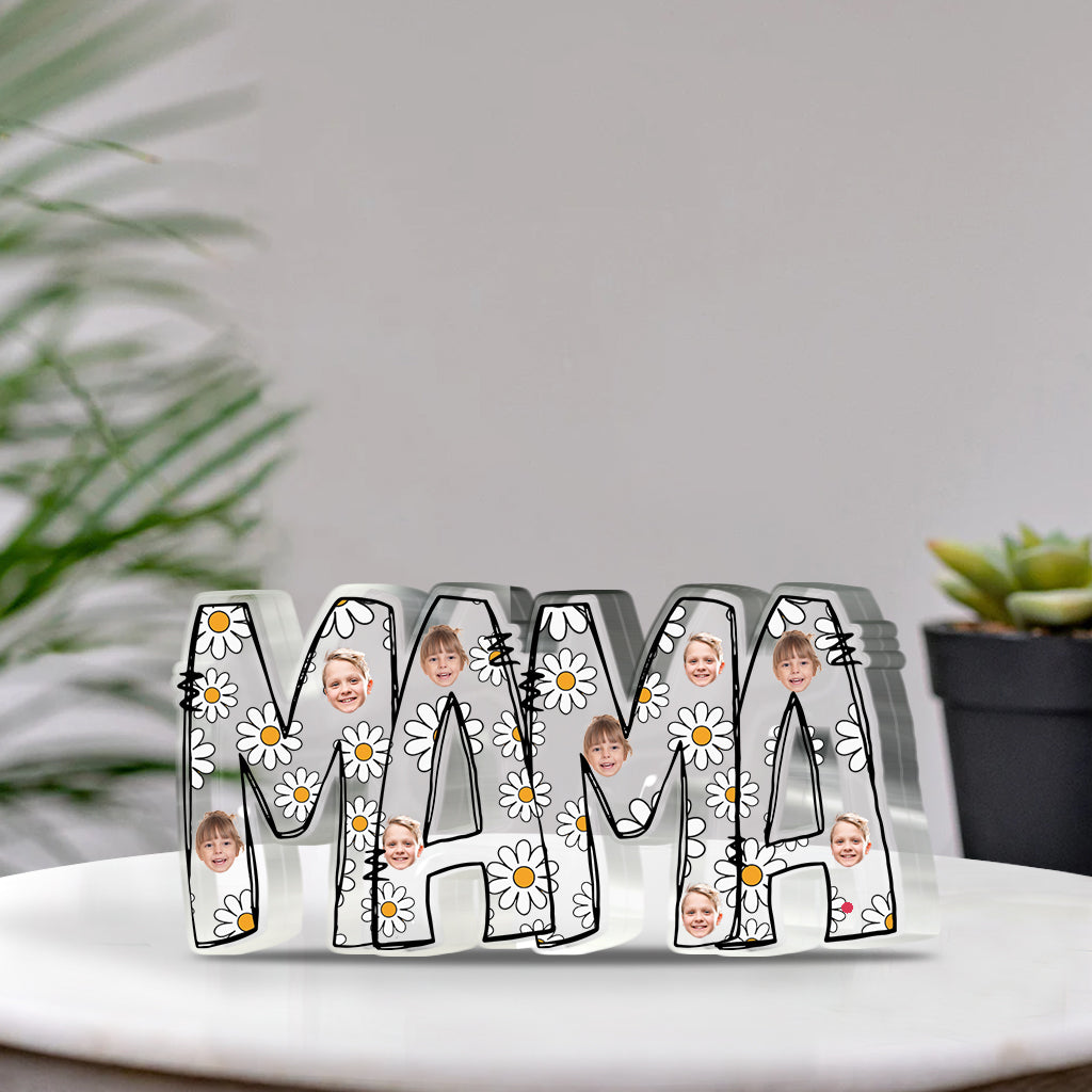 Mama Est. Photo Face Custom Daisy - Personalized Mother Custom Shaped Acrylic Plaque
