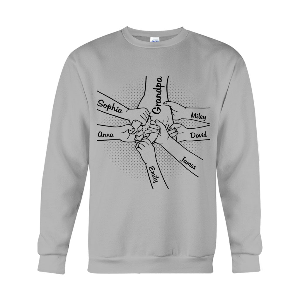 Hand In Hand - Personalized Grandpa T-shirt And Hoodie
