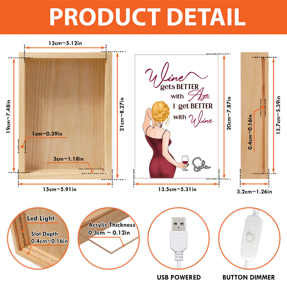 I Get Better With Wine - Personalized Wine Picture Frame Light Box