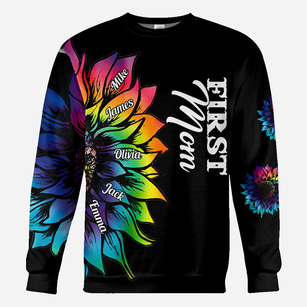 First Mother Now Grandma With Any Title And Kid Name - Personalized Mother All Over Shirt