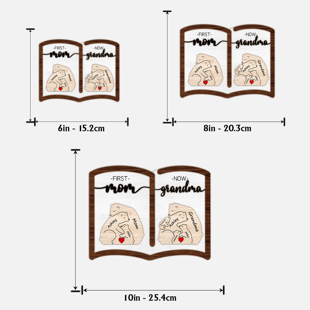 First Mom Now Grandma Bear - Personalized Grandma 2 Layered Wood Sign / Wood Plaque