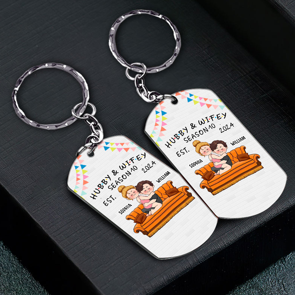Hubby & Wifey - Personalized Husband And Wife Stainless Steel Keychain