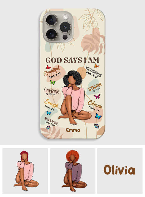 God Says I Am - Personalized African American Phone Case