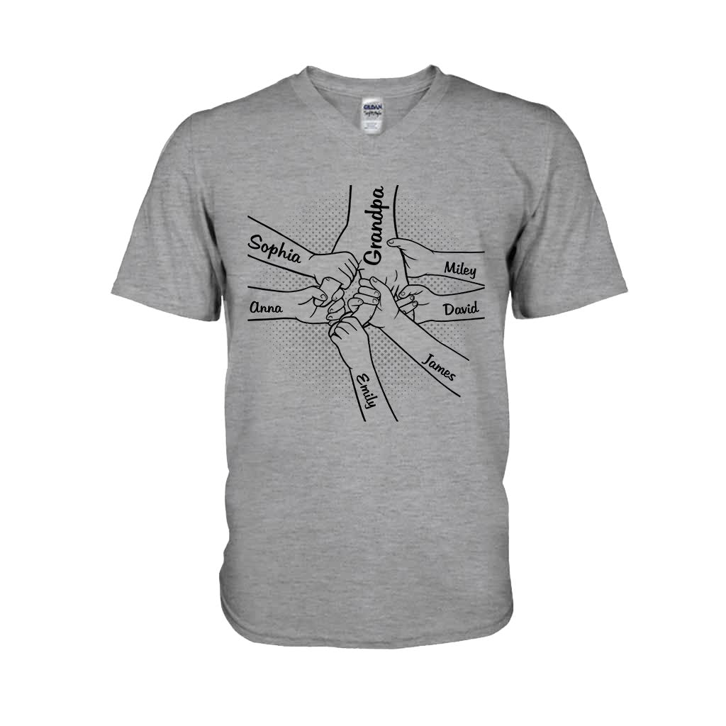 Hand In Hand - Personalized Grandpa T-shirt And Hoodie