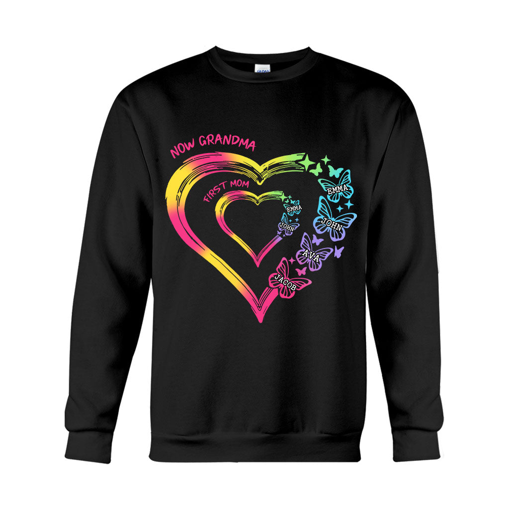 Any Title Of Mother And Grandma Double Heart Colorful - Personalized Grandma T-shirt And Hoodie