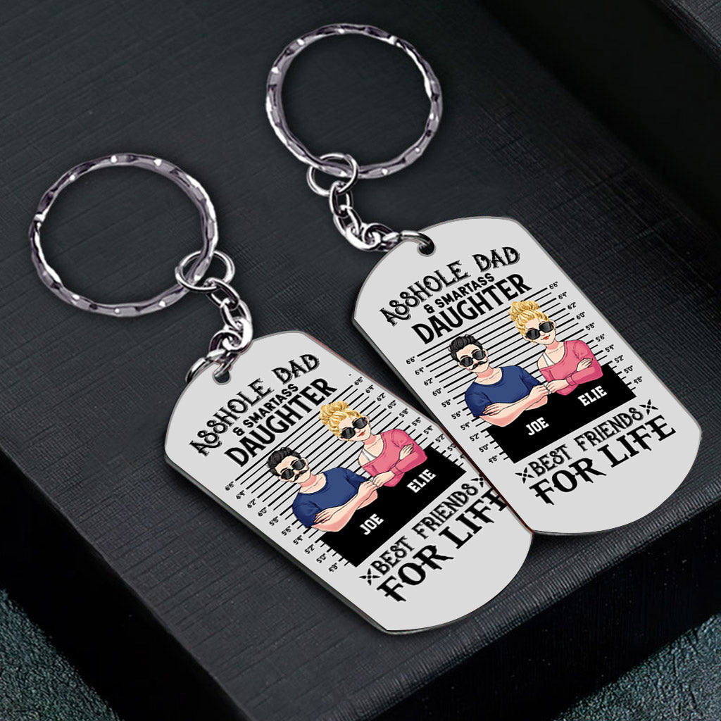 Dad/Mom And Smartass Daughter/Son - Personalized Father Stainless Steel Keychain