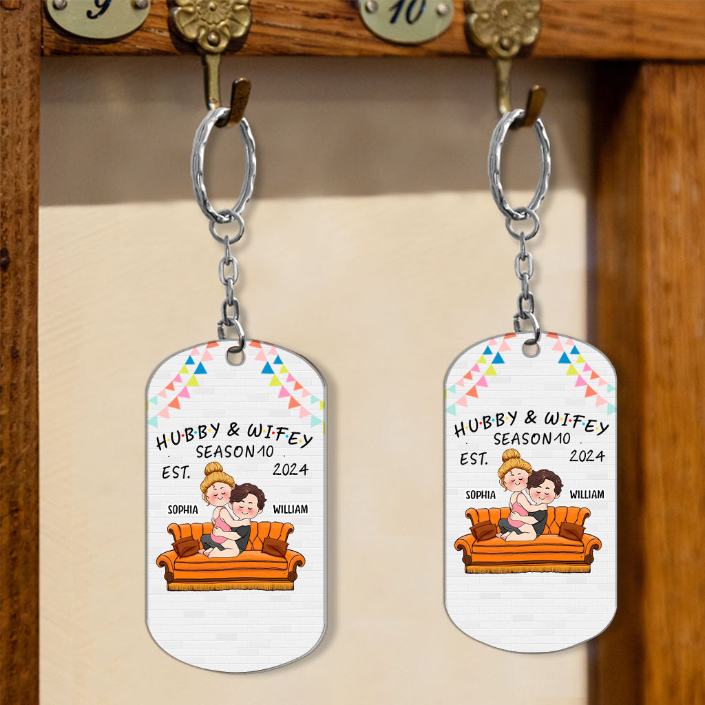 Hubby & Wifey - Personalized Husband And Wife Stainless Steel Keychain