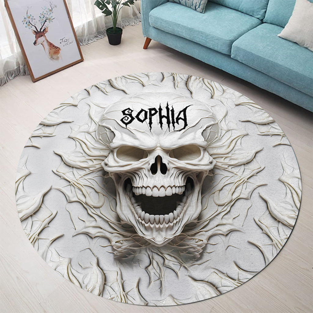 Beautiful White Skeleton - Personalized Skull Round Rug