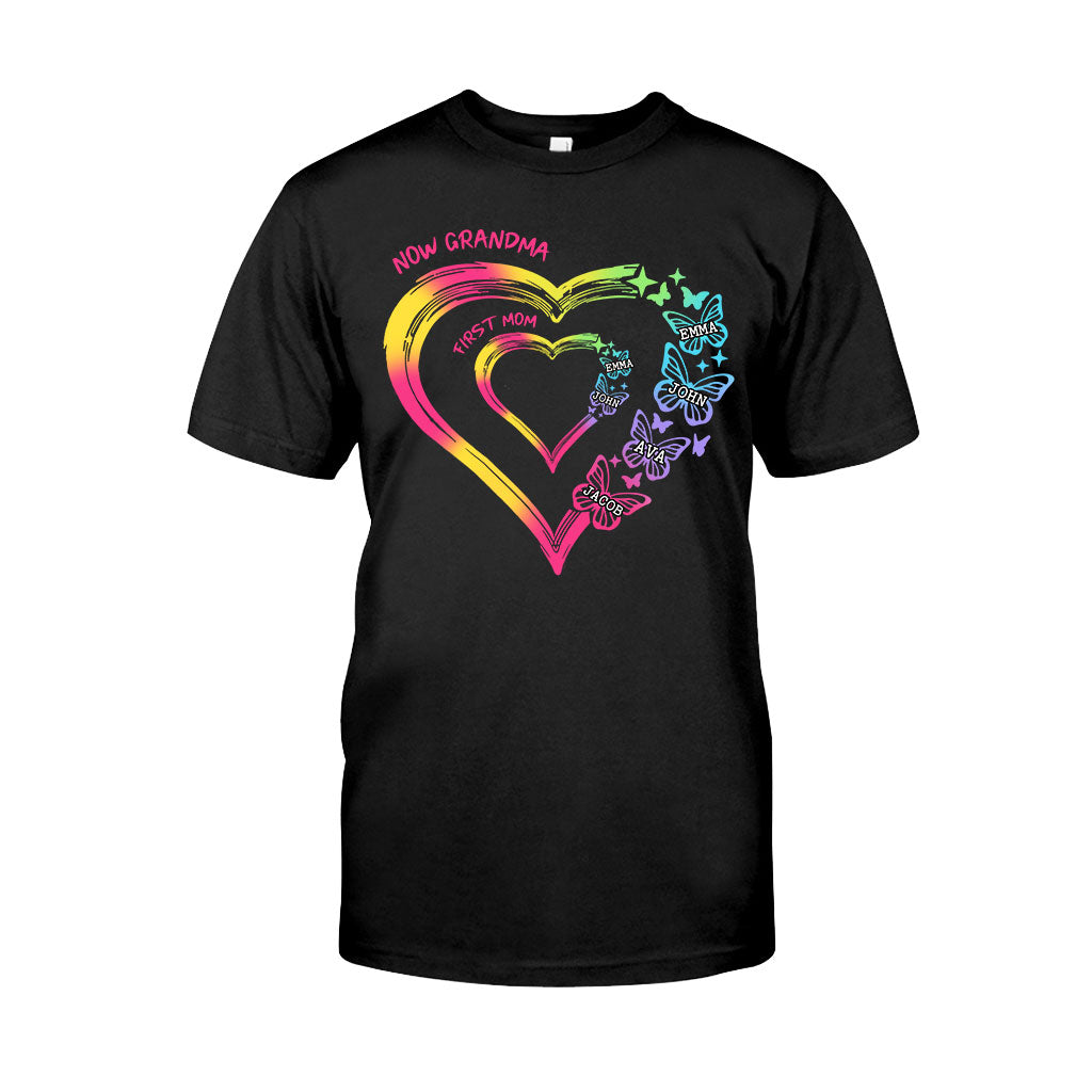 Any Title Of Mother And Grandma Double Heart Colorful - Personalized Grandma T-shirt And Hoodie