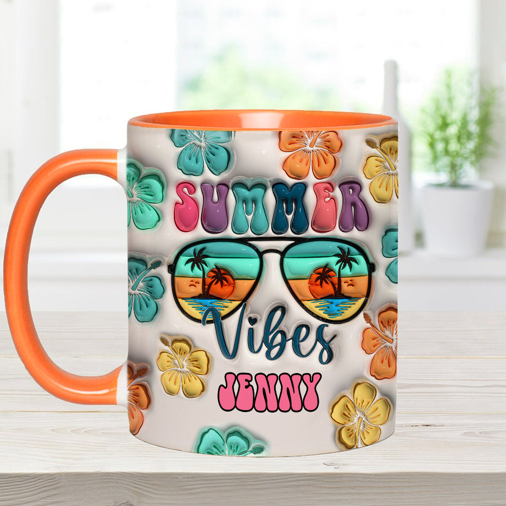 Summer Vibes Inflated - Personalized Sea Lover Accent Mug