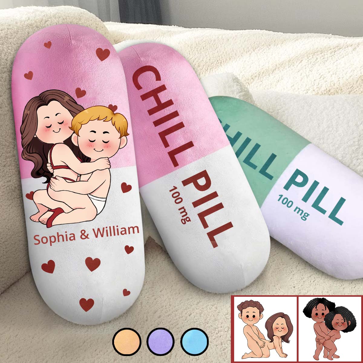 Chill Pill - Personalized Couple Shaped Pillow