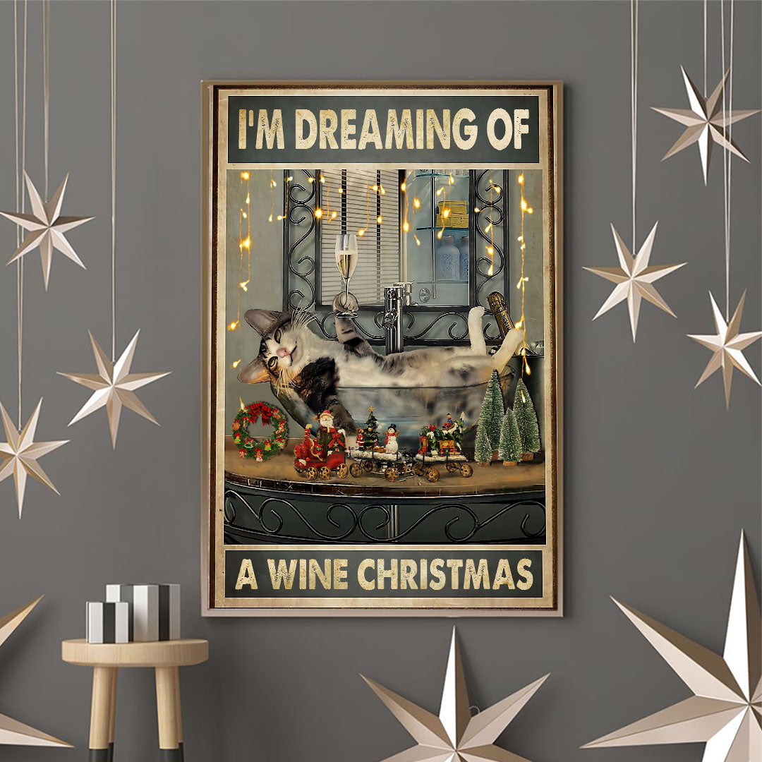 I'm Dreaming Of A Wine Christmas - Cat Poster